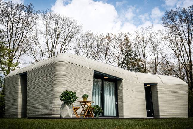 The end result of a 3D printed house. Credit: ROB ENGELAAR/ANP/AFP via Getty Images