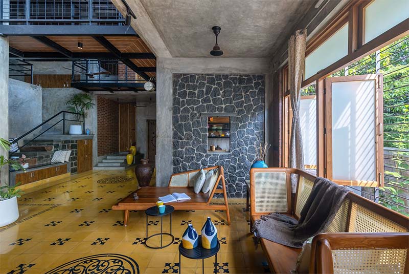 onebulb architecture's passive brick house in india winds communal and meditative spaces