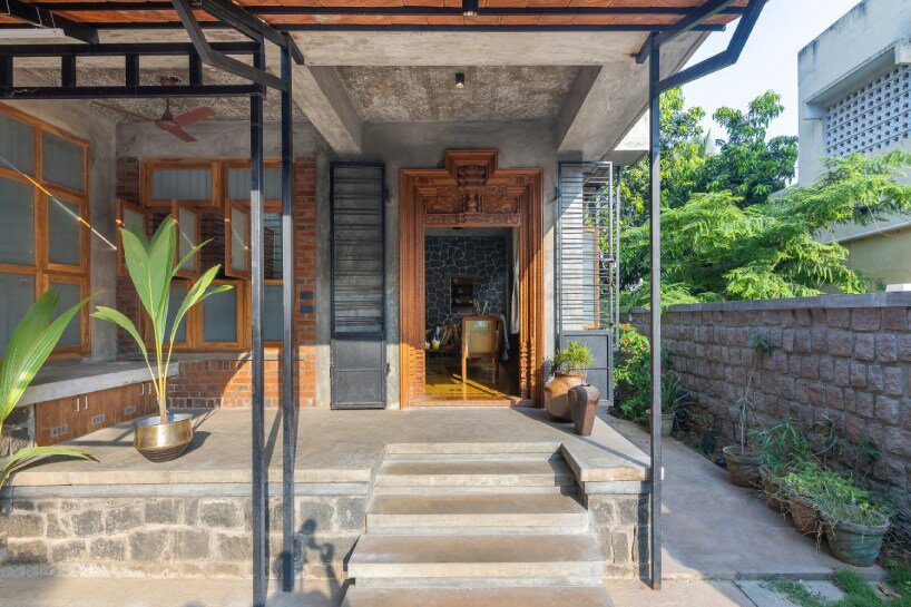 onebulb architecture's passive brick house in india winds communal and meditative spaces