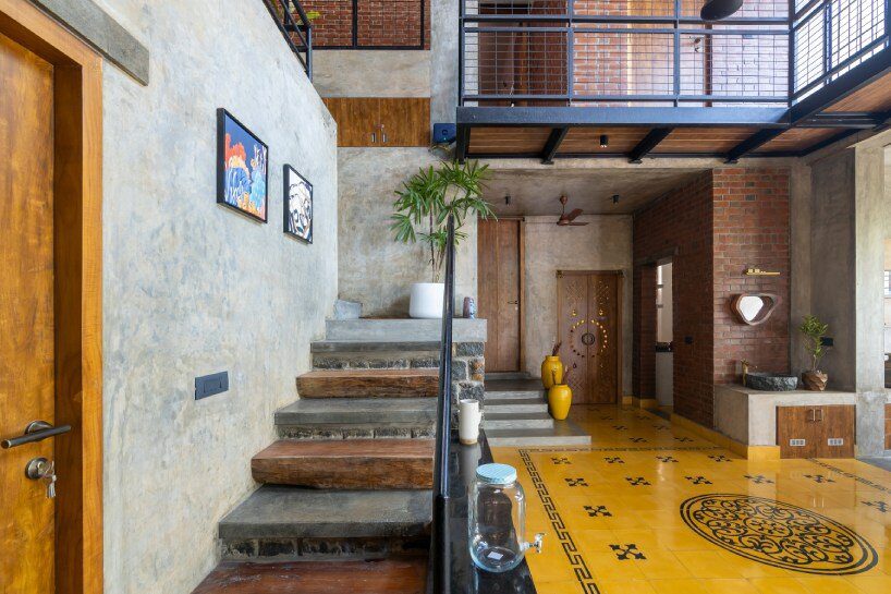 onebulb architecture's passive brick house in india winds communal and meditative spaces